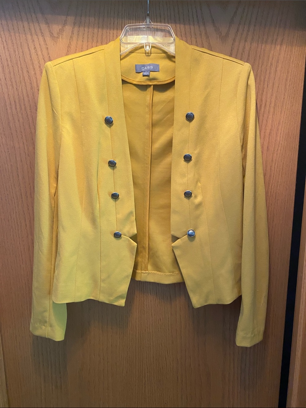 Cass Yellow Military-Style Double-Breasted Blazer Jacket